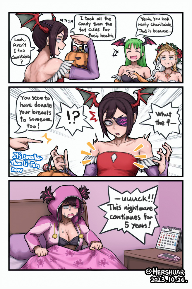 chun-li, morrigan aensland, cammy white, han juri, and lilith (street fighter and 3 more) drawn by hershuar