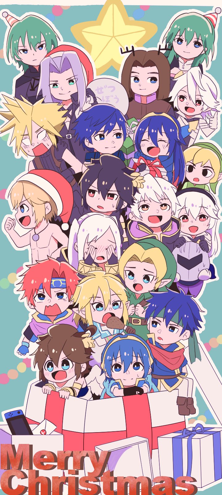 link, cloud strife, lucina, sephiroth, female corrin, and 14 more (fire emblem and 19 more) drawn by waffuum