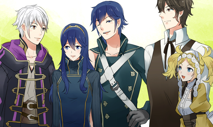 lucina, male robin, chrom, and lissa (fire emblem and 1 more) drawn by ameno_(a_meno0)