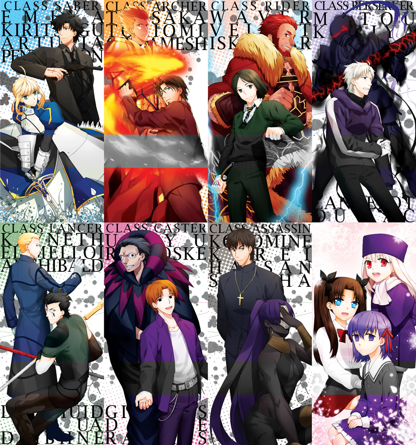 artoria pendragon, saber, tohsaka rin, illyasviel von einzbern, gilgamesh, and 14 more (fate and 1 more) drawn by yaho_(yaho0211)