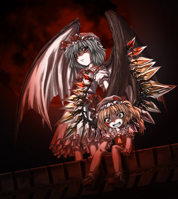 remilia scarlet and flandre scarlet (touhou) drawn by aozora_market