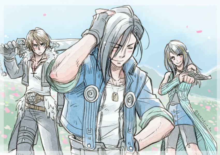 squall leonhart, rinoa heartilly, and laguna loire (final fantasy and 4 more) drawn by 80850love_fu
