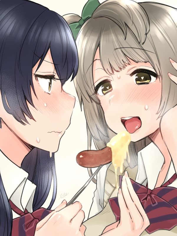 sonoda umi and minami kotori (love live! and 1 more) drawn by indo_curry