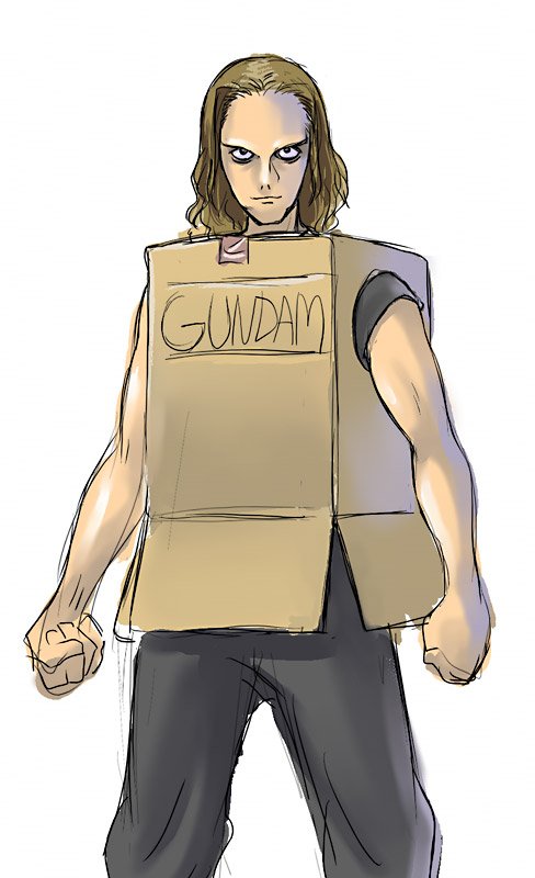 cardboard box gundam and paul palgen (gundam) drawn by fugetsu_taku