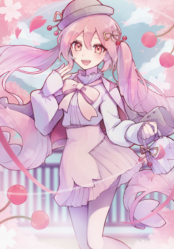 hatsune miku and sakura miku (vocaloid) drawn by kurage_natsume