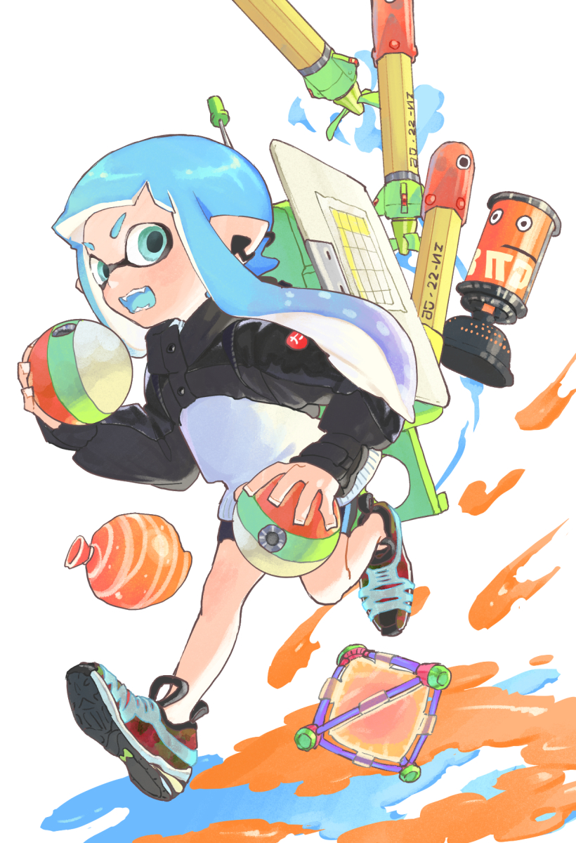 inkling player character and inkling girl (splatoon and 1 more) drawn by nichaku