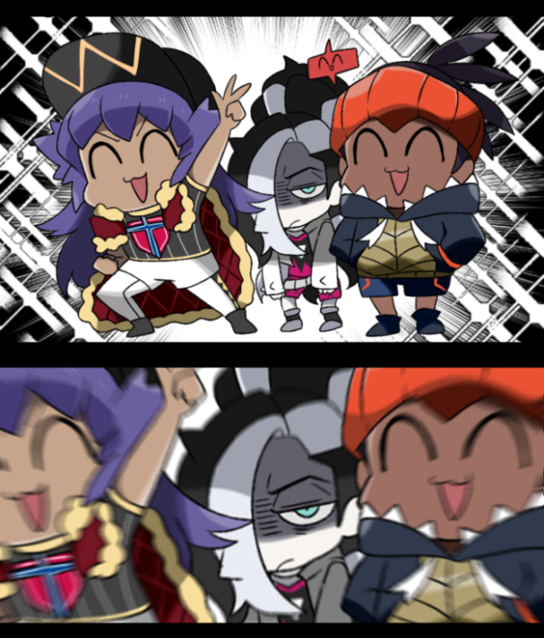 rotom, leon, raihan, rotom phone, and piers (pokemon and 1 more) drawn by uni_(unnny)