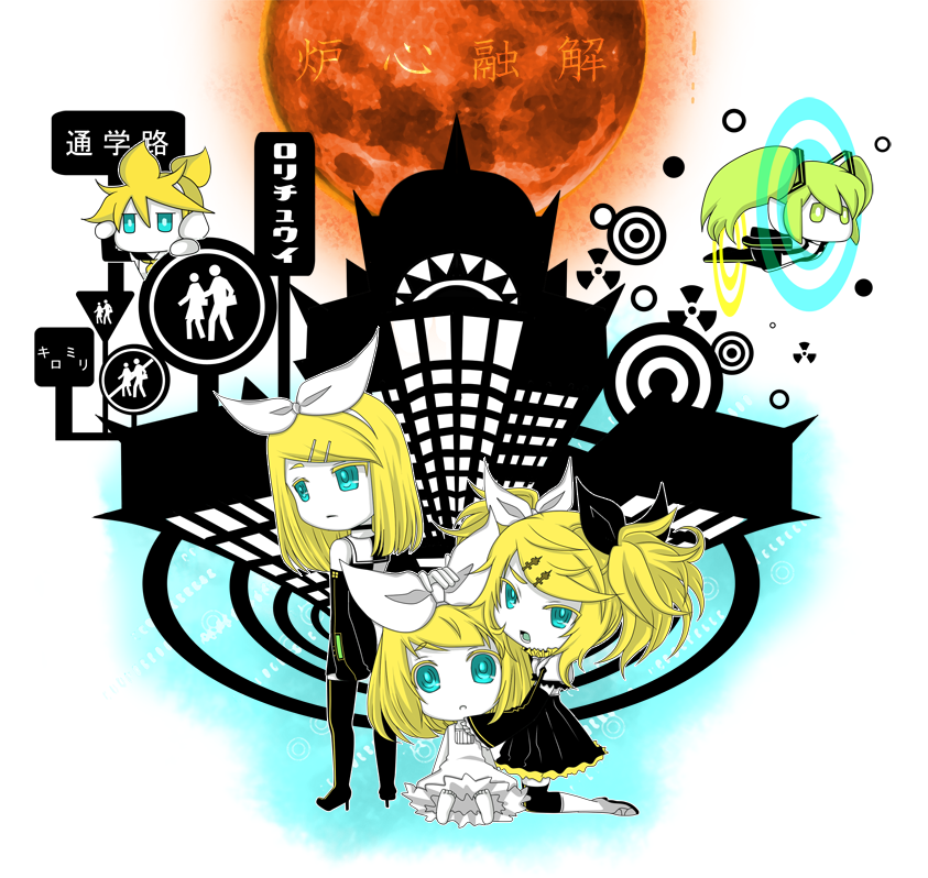 hatsune miku, kagamine rin, and kagamine len (vocaloid and 1 more) drawn by d_(pixiv544157)