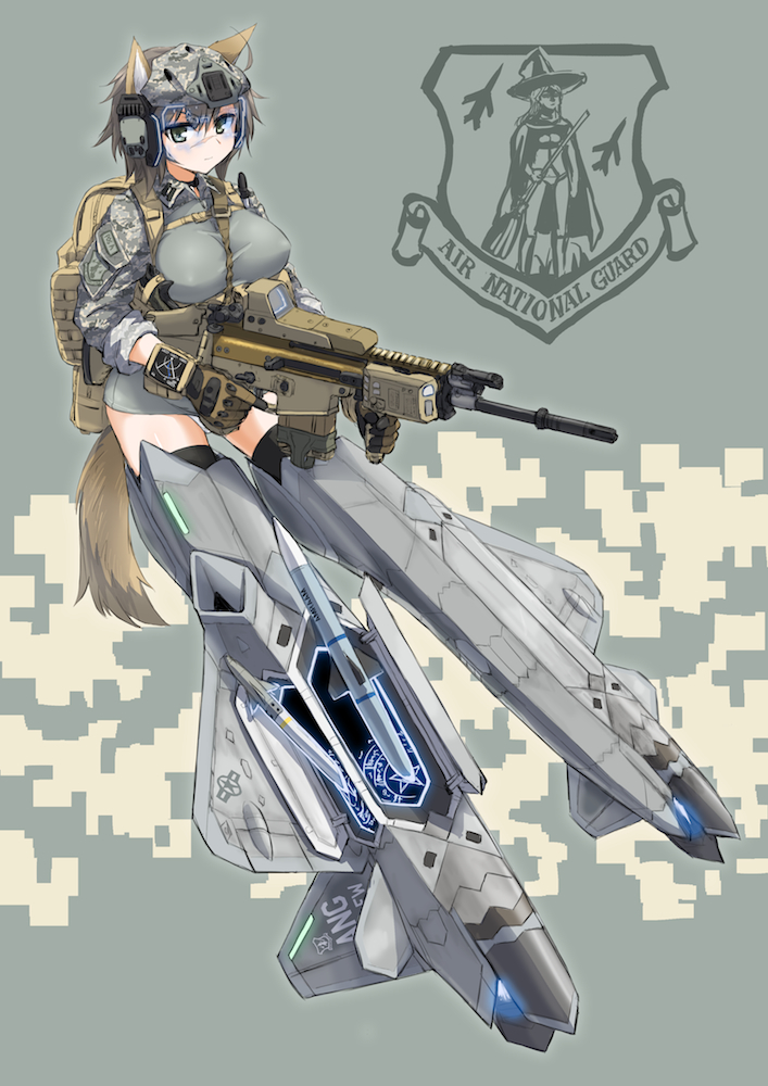 f-22 raptor (original and 1 more) drawn by dakku_(ogitsune)