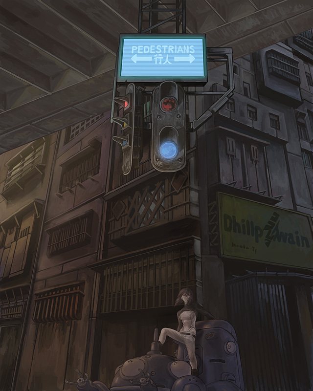 kusanagi motoko and tachikoma (ghost in the shell) drawn by ikeda_(cpt)