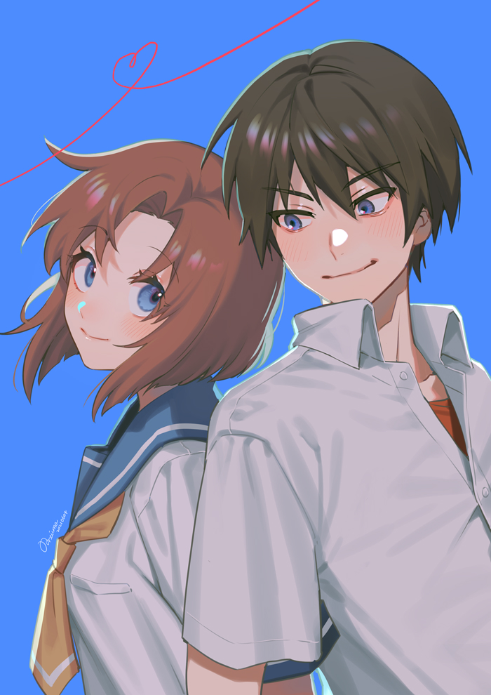 ryuuguu rena and maebara keiichi (higurashi no naku koro ni) drawn by noriuma