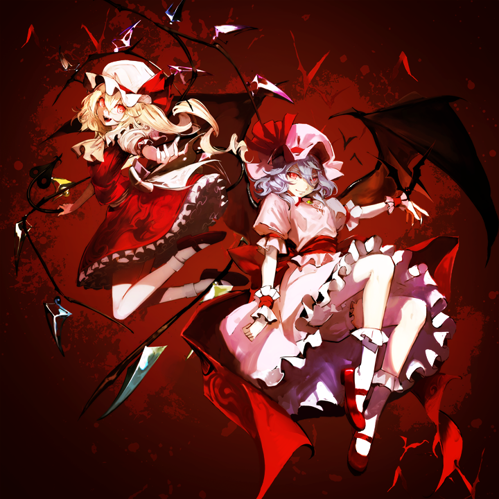 remilia scarlet and flandre scarlet (touhou) drawn by banpai_akira