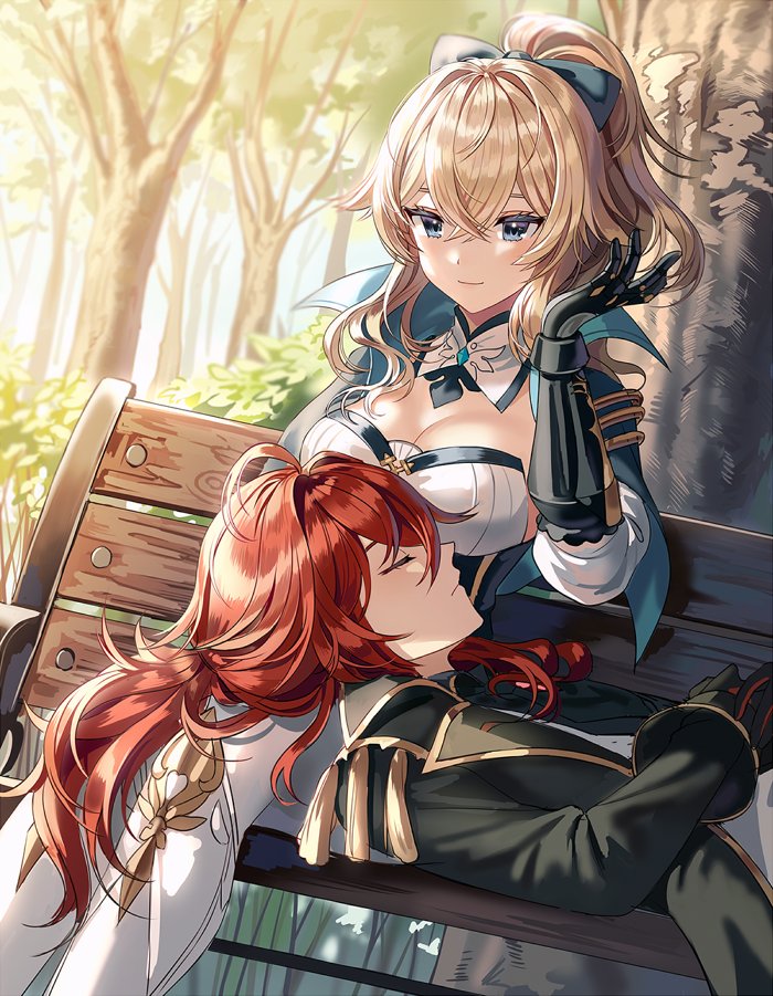 jean and diluc (genshin impact) drawn by silence_girl