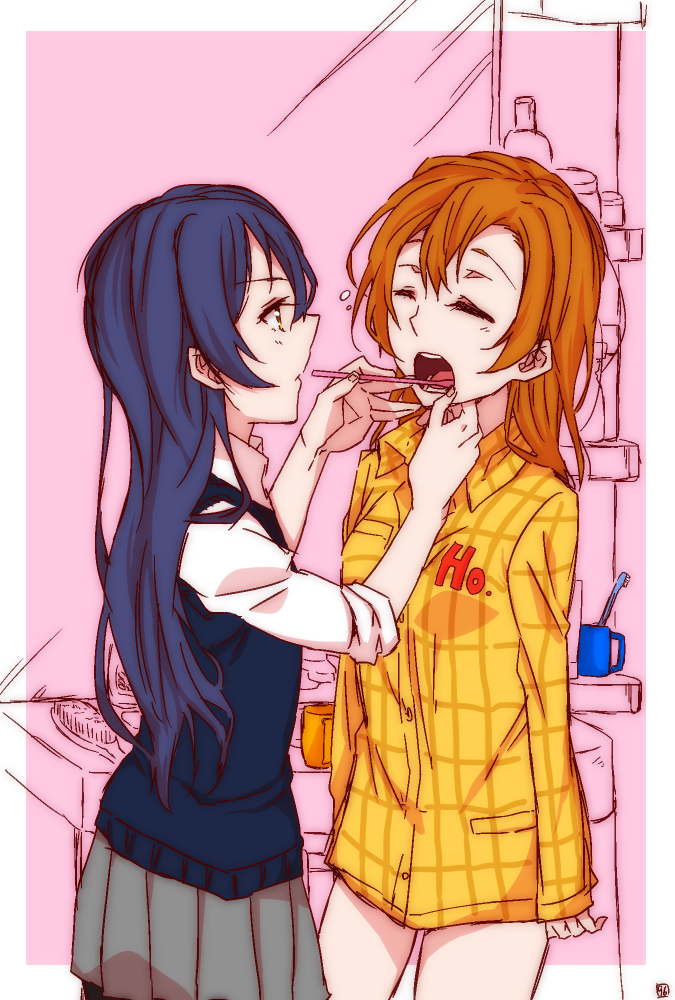 sonoda umi and kosaka honoka (love live! and 1 more) drawn by kurosuke_(yekyy)
