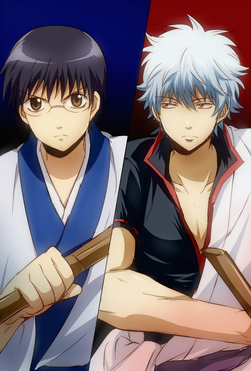 sakata gintoki and shimura shinpachi (gintama) drawn by maruki_(punchiki)