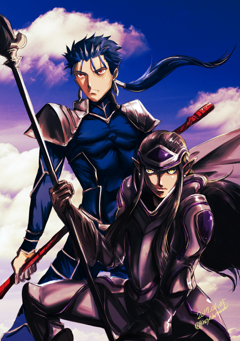cu chulainn (fate and 2 more) drawn by gin'oya