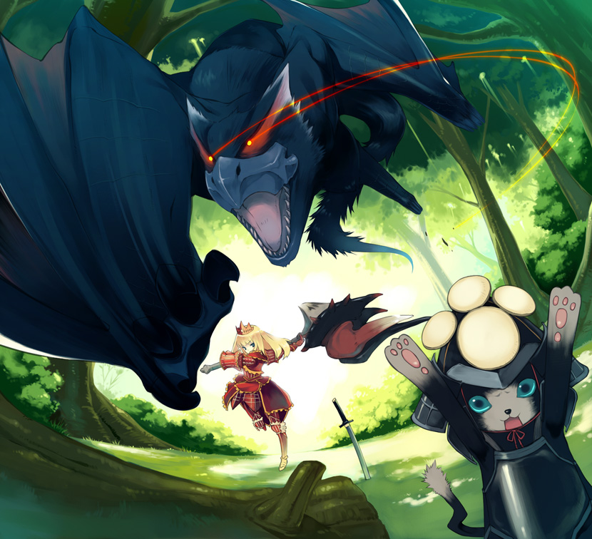 monster hunter, nargacuga, and melynx (monster hunter) drawn by shiranagi_masa