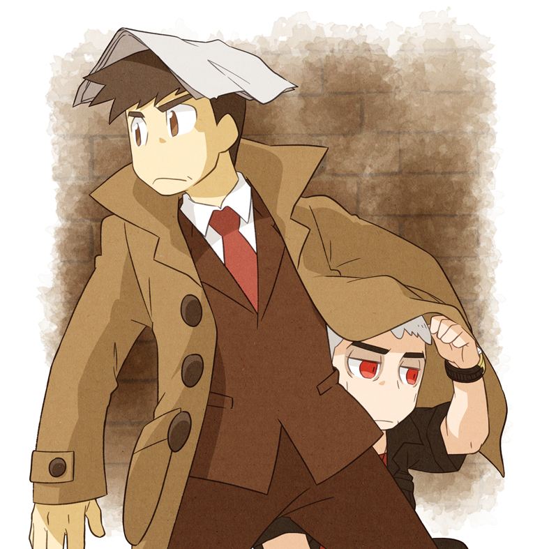 nanu and looker (pokemon and 1 more) drawn by mietsuba