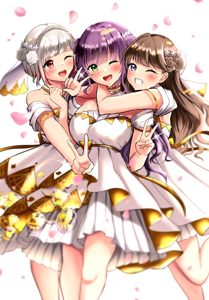 fujishima megumi, otomune kozue, and yugiri tsuzuri (love live! and 1 more) drawn by ryopa