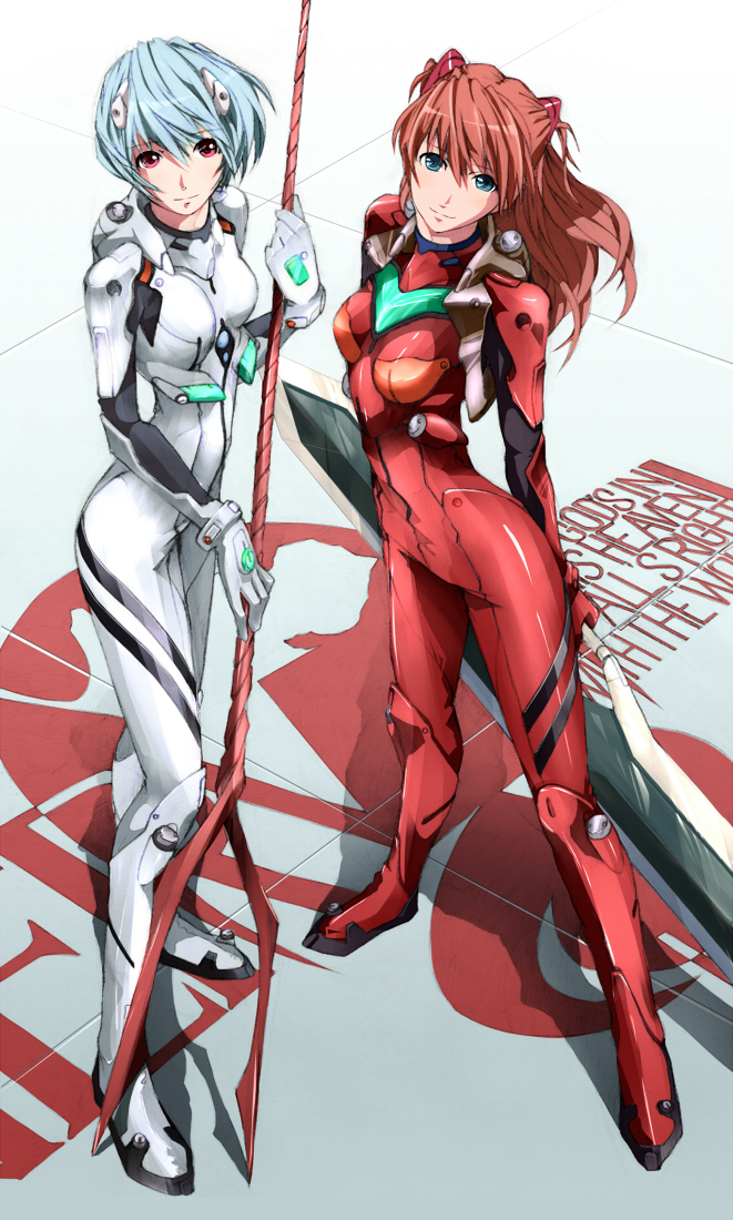 souryuu asuka langley and ayanami rei (neon genesis evangelion and 1 more) drawn by eto_(ikumika)