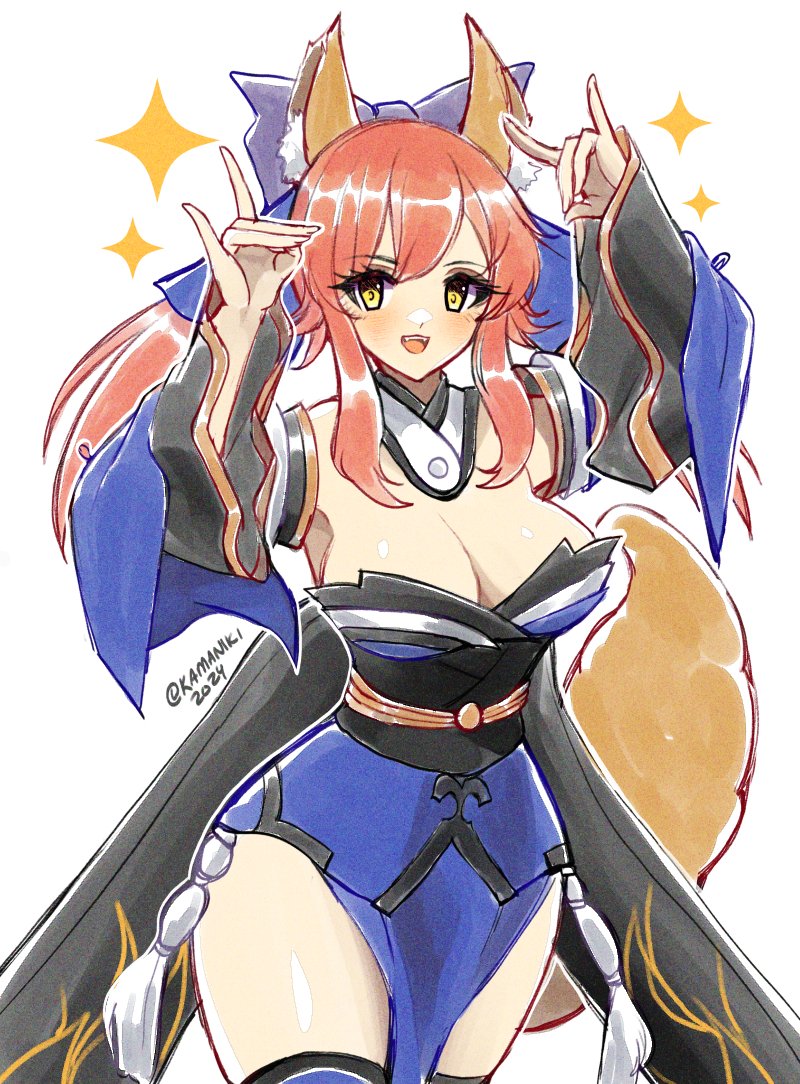 tamamo and tamamo no mae (fate and 1 more) drawn by kamaniki