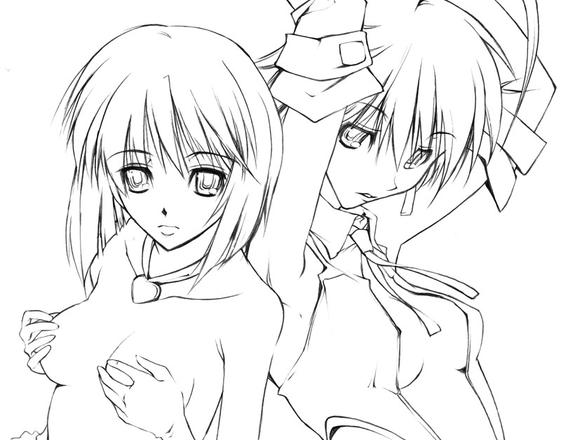 kikuchi makoto and hagiwara yukiho (idolmaster and 1 more) drawn by nagare_hyougo