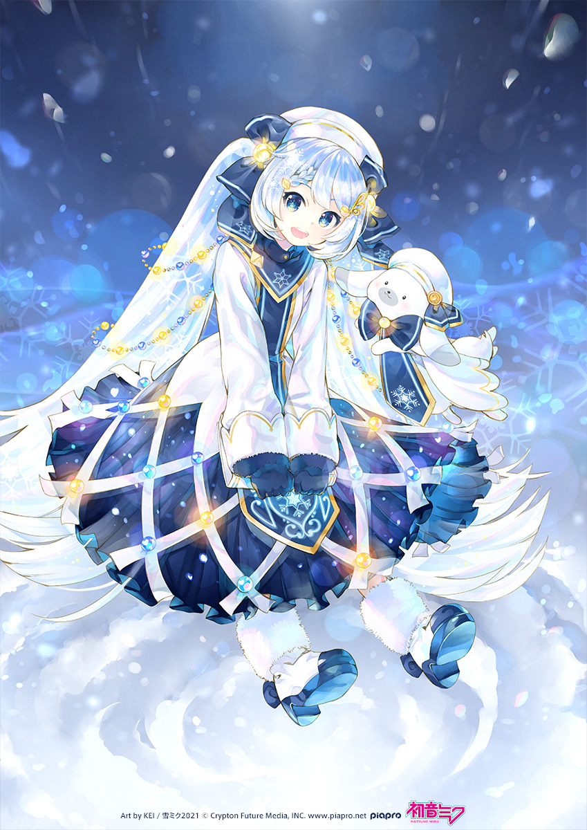 hatsune miku, yuki miku, and rabbit yukine (vocaloid) drawn by kei_(keigarou)