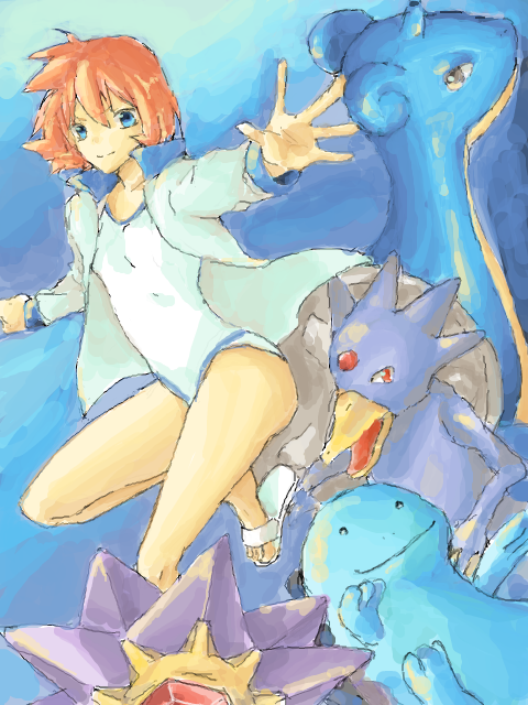 misty, lapras, quagsire, starmie, and golduck (pokemon and 1 more) drawn by kurako