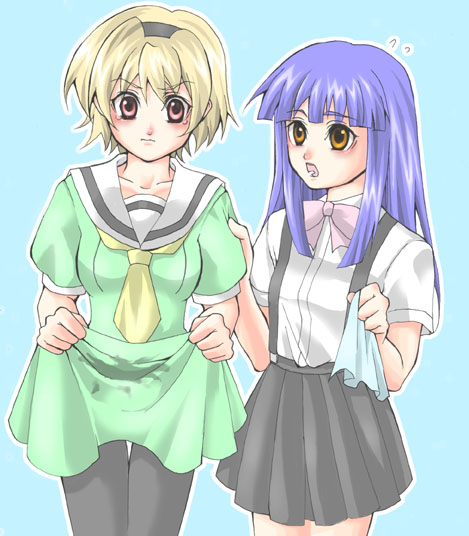 furude rika and houjou satoko (higurashi no naku koro ni) drawn by takasuna_akira