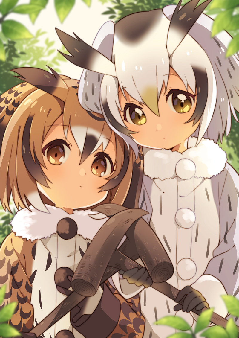 northern white-faced owl and eurasian eagle owl (kemono friends and 1 more) drawn by namori