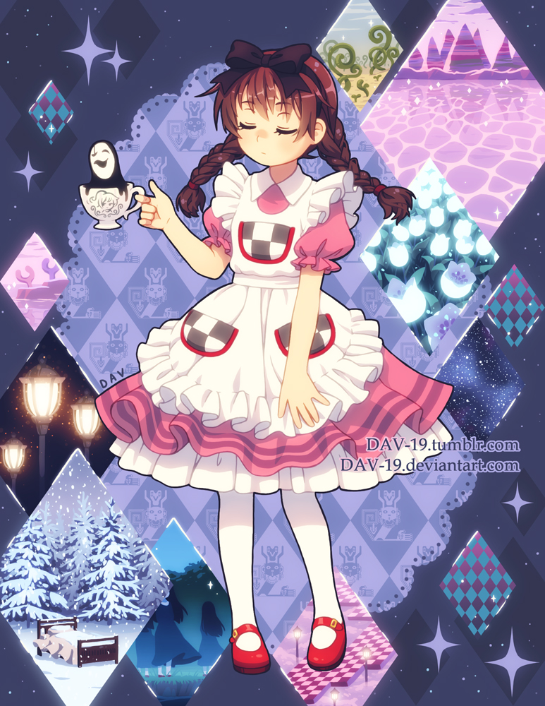 alice, madotsuki, poniko, and uboa (alice's adventures in wonderland and 1 more) drawn by dav-19
