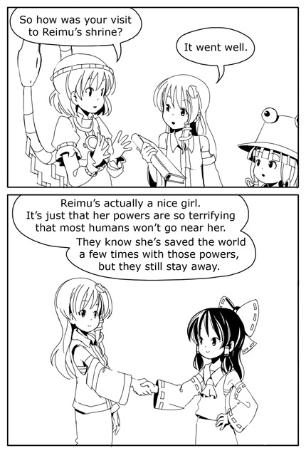 hakurei reimu, kochiya sanae, moriya suwako, and yasaka kanako (touhou) drawn by sixten