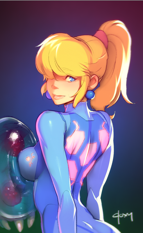 princess peach, samus aran, metroid, and metroid larva (mario and 1 more) drawn by doxy