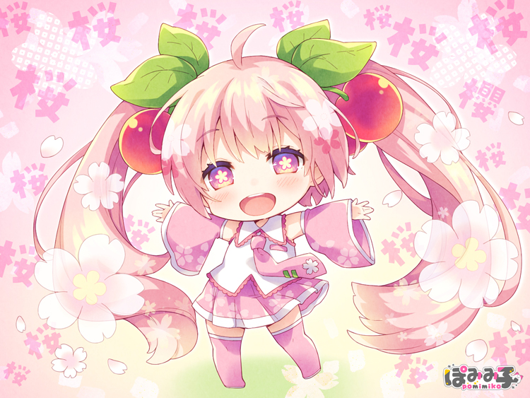 hatsune miku and sakura miku (vocaloid) drawn by pomimiko