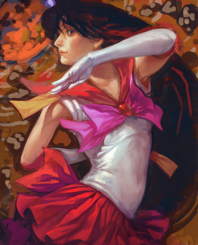 hino rei, sailor mars, and super sailor mars (bishoujo senshi sailor moon) drawn by k-bose