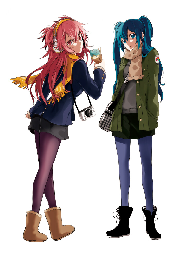 hatsune miku and nanase kanon (vocaloid) drawn by arisaka_ako