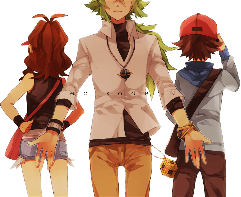 hilda, hilbert, and n (pokemon and 1 more) drawn by hita_(hitapita)