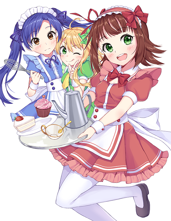 hoshii miki, kisaragi chihaya, and amami haruka (idolmaster) drawn by chobi_(penguin_paradise)