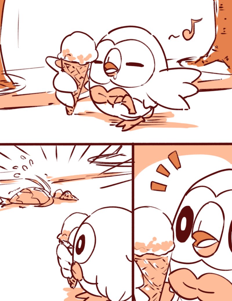 rowlet and wimpod (pokemon) drawn by piku_(another_pikuru)