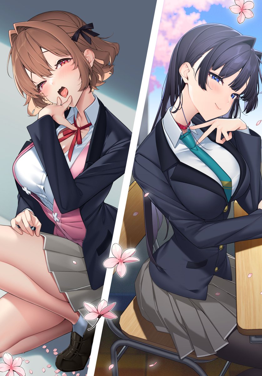 shinjou aina and shinjou arisa (otoko girai na bijin shimai wo namae mo tsugezu ni tasuketara ittai dounaru?) drawn by giuniu