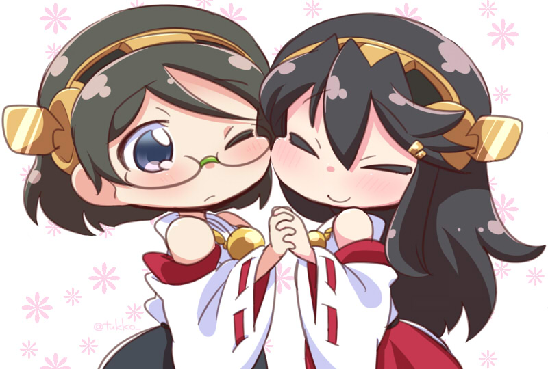 haruna and kirishima (kantai collection) drawn by tsukko_(3ki2ne10)