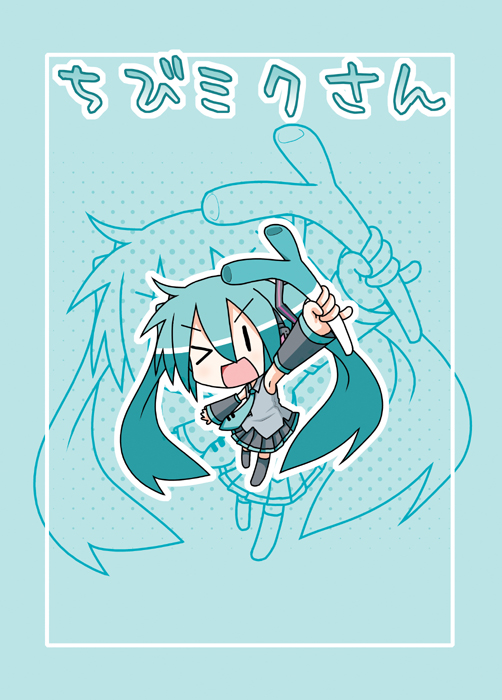 hatsune miku and chibi miku (vocaloid) drawn by minami_(colorful_palette)