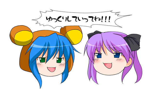 hiiragi kagami, izumi konata, and rilakkuma (lucky star and 1 more) drawn by misooden