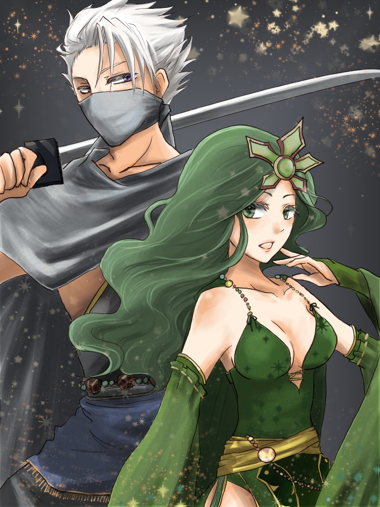 rydia, ninja, and edward geraldine (final fantasy and 1 more) drawn by sabebe_(chamcham11)