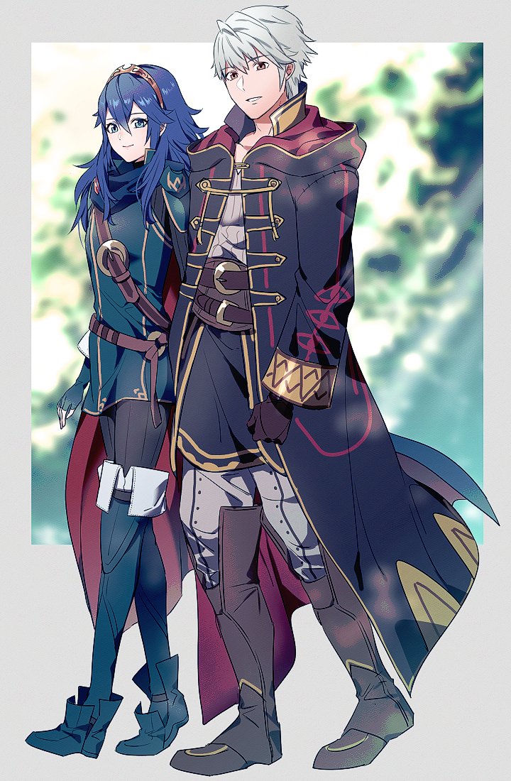 lucina and male robin (fire emblem and 1 more) drawn by ameno_(a_meno0)