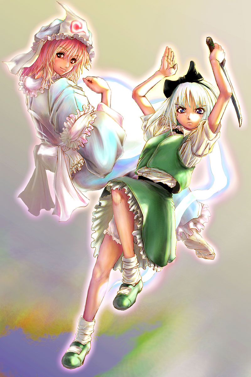 konpaku youmu and saigyouji yuyuko (touhou) drawn by nozakuma