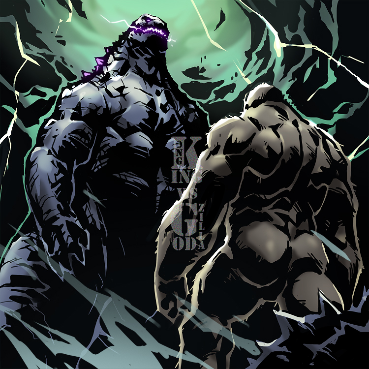 godzilla and king kong (godzilla and 3 more) drawn by jacketbear
