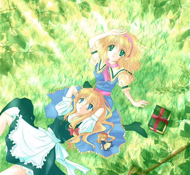 kirisame marisa, alice margatroid, and shanghai doll (touhou) drawn by ringo_apple