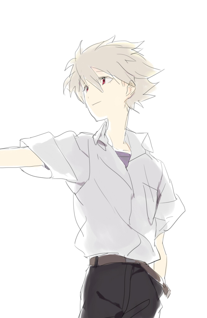 nagisa kaworu (neon genesis evangelion and 2 more) drawn by shiichikin