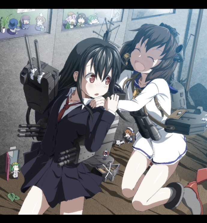 yukikaze, fairy, hatsushimo, error musume, tenzan, and 1 more (kantai collection) drawn by wrwr